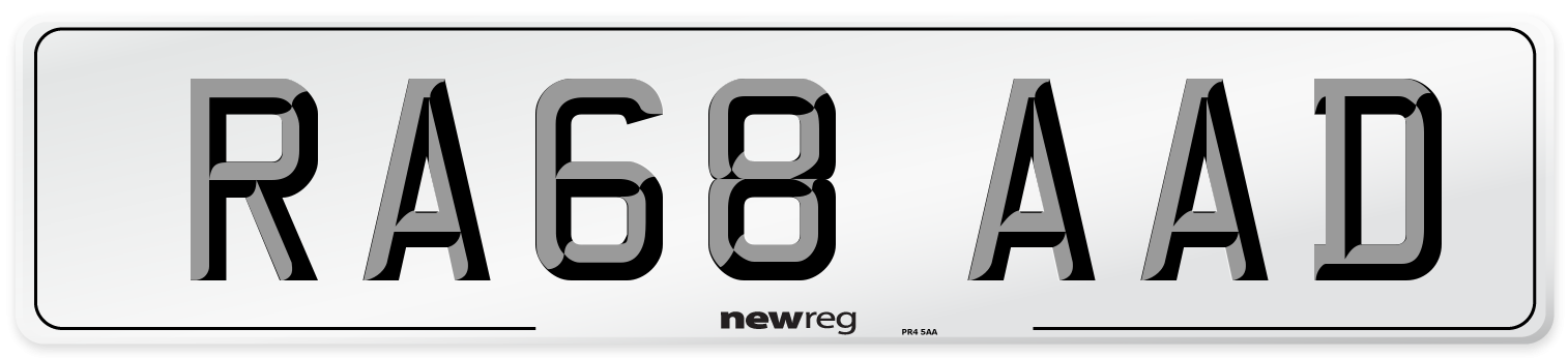 RA68 AAD Number Plate from New Reg